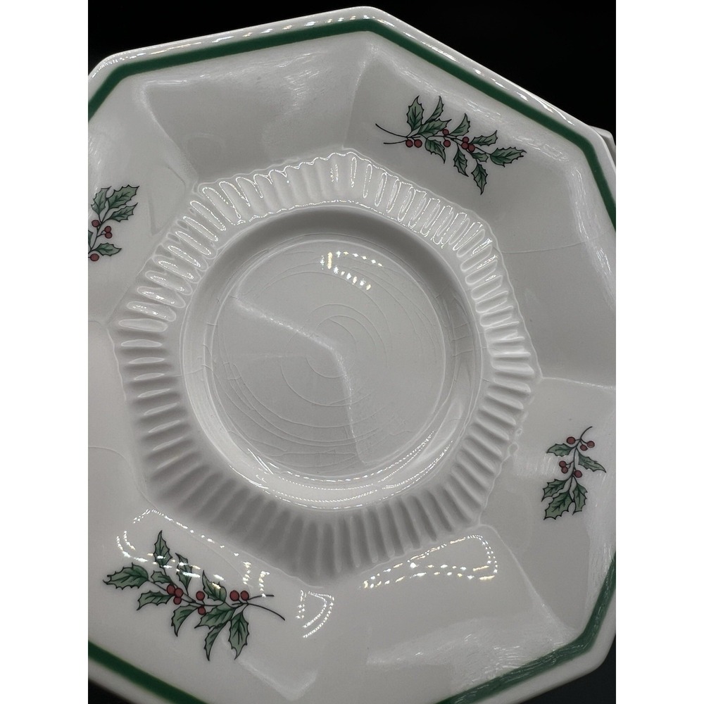 🎄 Nikko Christmastime Coffee Cup & Saucer Set–Holly & Christmas Tree–Vintage☕ - Picture 6 of 8